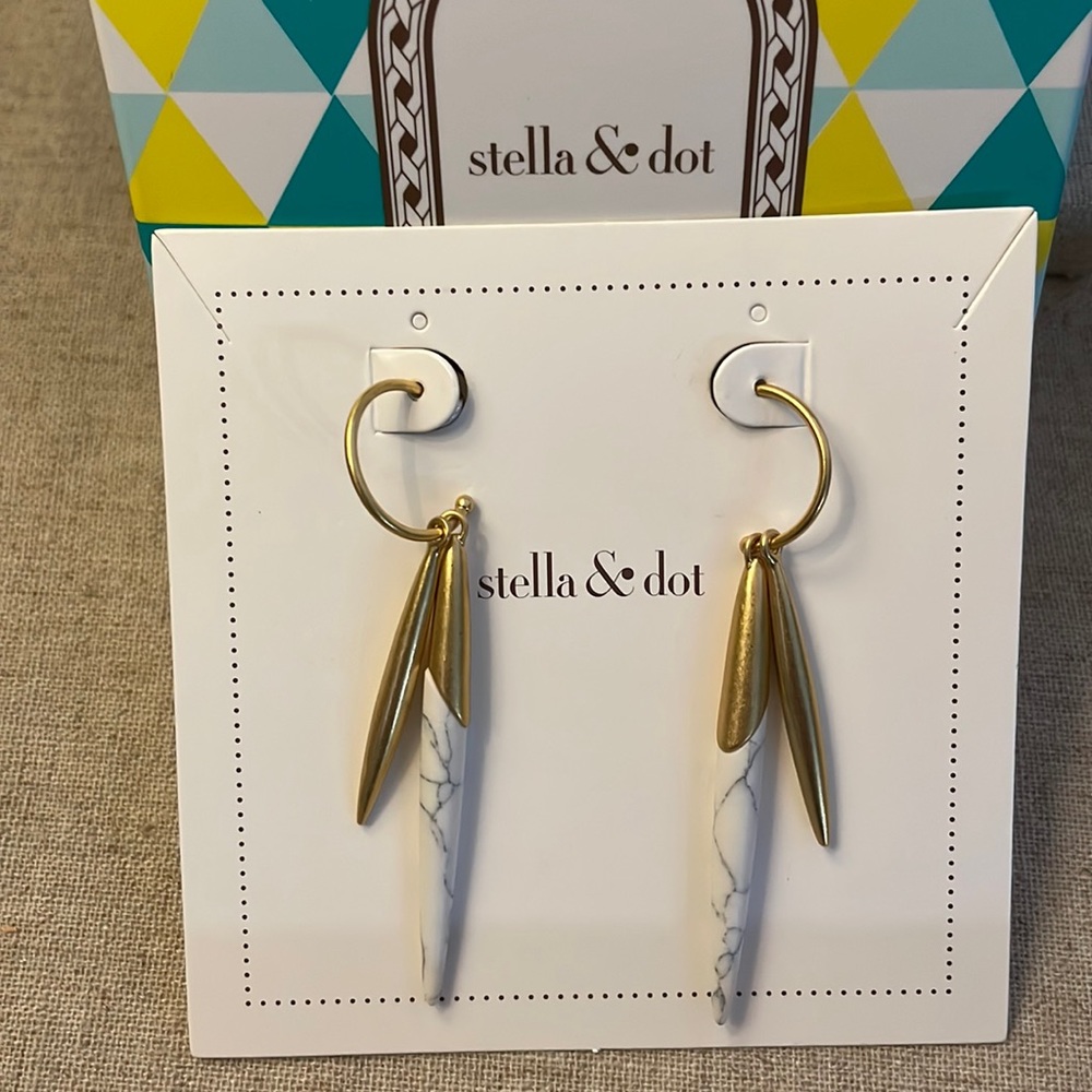 Stella & Dot Quill Drop Earrings 4in 1